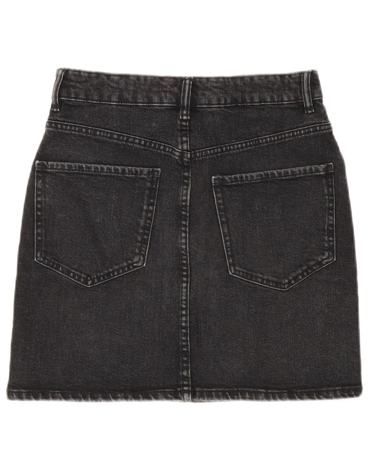 Zara Womens Mini Denim Skirt Small W26 Grey Cotton