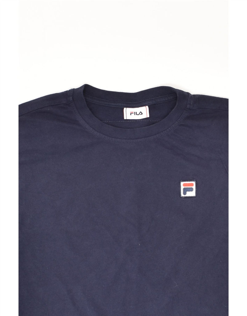 FILA Womens T-Shirt Top UK 12 Medium Navy Blue Cotton | Vintage Fila | Thrift | Second-Hand Fila | Used Clothing | Messina Hembry 