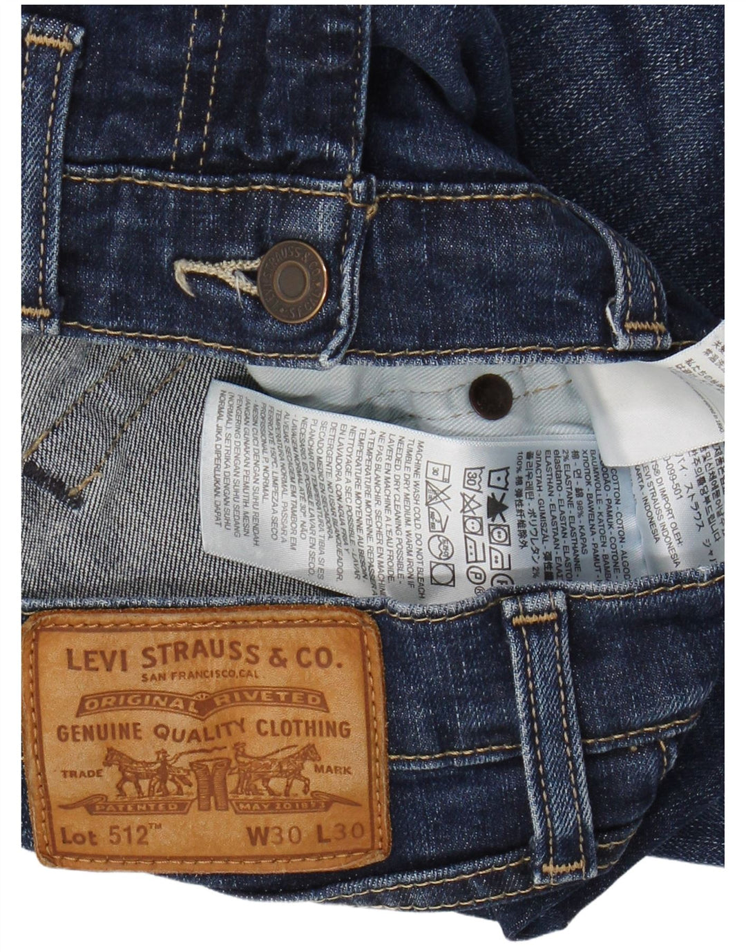 LEVI'S Mens 512 Slim Tapered Jeans W30 L30 Blue Cotton
