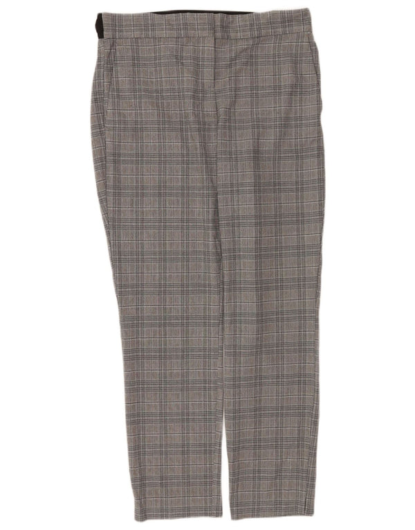 Zara Womens Straight Suit Trousers Large W32 L28 Grey Check Polyester