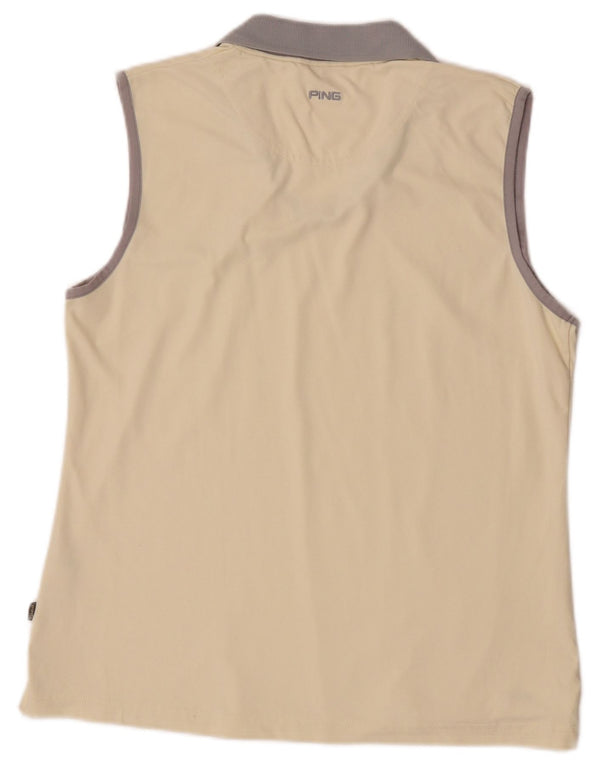 Ping Womens Sleeveless Polo shirt UK 14 Large Off White Colourblock Nylon