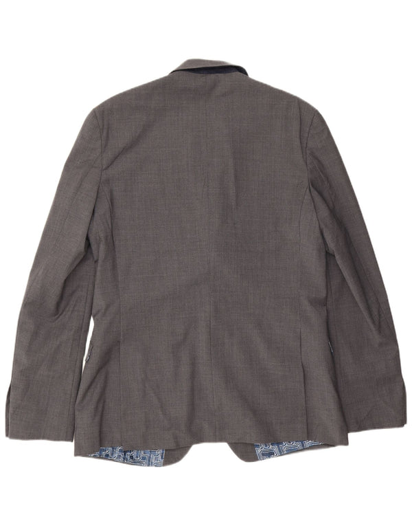 Ted Baker Mens 2 Button Slim Fit Blazer Jacket UK 42 XL Grey Wool