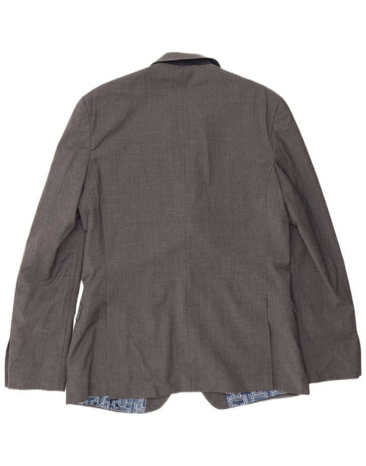 Ted Baker Mens 2 Button Slim Fit Blazer Jacket UK 42 XL Grey Wool