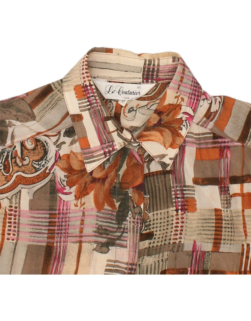 VINTAGE Womens Shirt UK 14 Medium Brown Floral Silk | Vintage Vintage | Thrift | Second-Hand Vintage | Used Clothing | Messina Hembry 