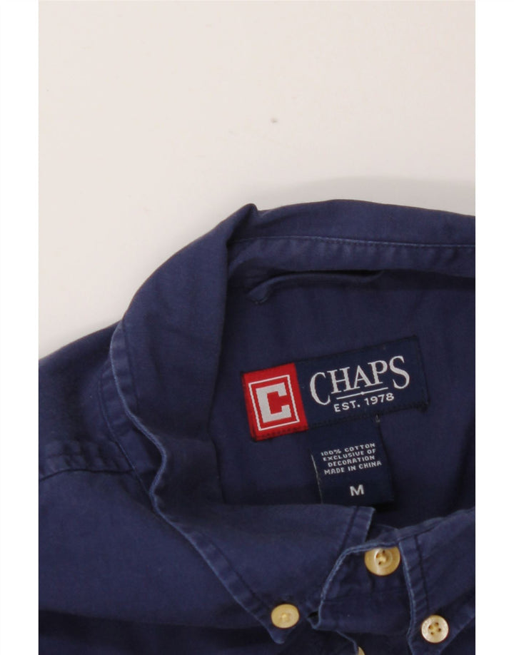 Chaps Mens Shirt Medium Navy Blue Cotton