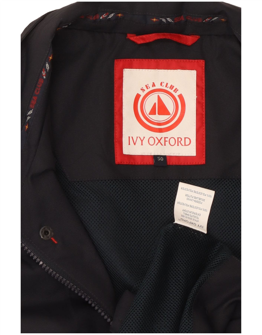 IVY OXFORD Mens Windbreaker Jacket IT 50 Large Navy Blue Polyester