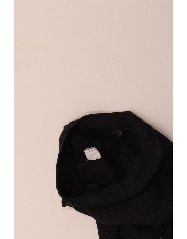 BENETTON Womens Slim Suit Trousers UK 6 XS W28 L27 Black Houndstooth