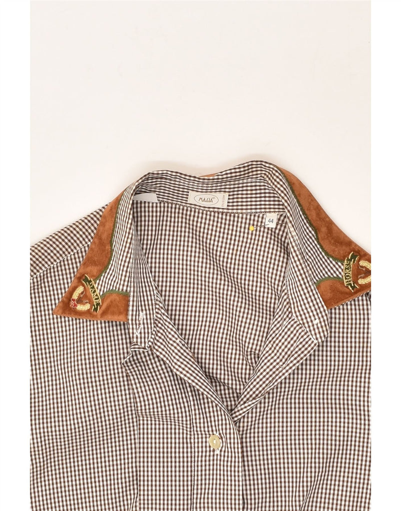 VINTAGE Womens Shirt EU 44 XL Brown Gingham Cotton | Vintage Vintage | Thrift | Second-Hand Vintage | Used Clothing | Messina Hembry 