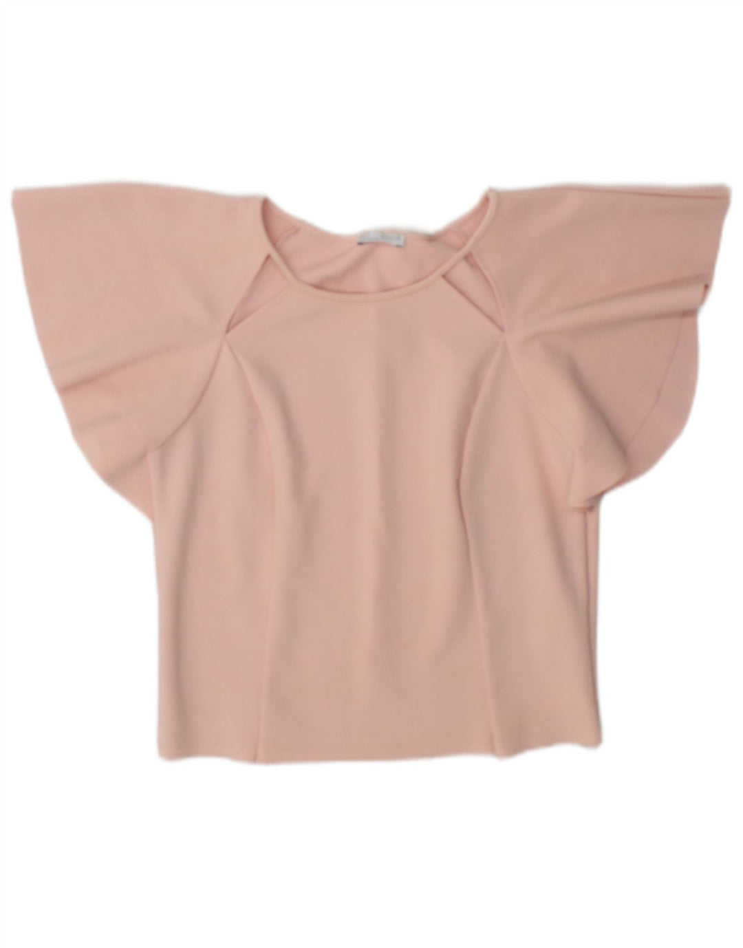 Zara Womens Crop Batwing Blouse Top UK 10 Small Pink Polyester