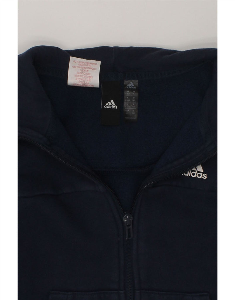 ADIDAS Boys Zip Hoodie Sweater 9-10 Years Navy Blue Cotton | Vintage Adidas | Thrift | Second-Hand Adidas | Used Clothing | Messina Hembry 