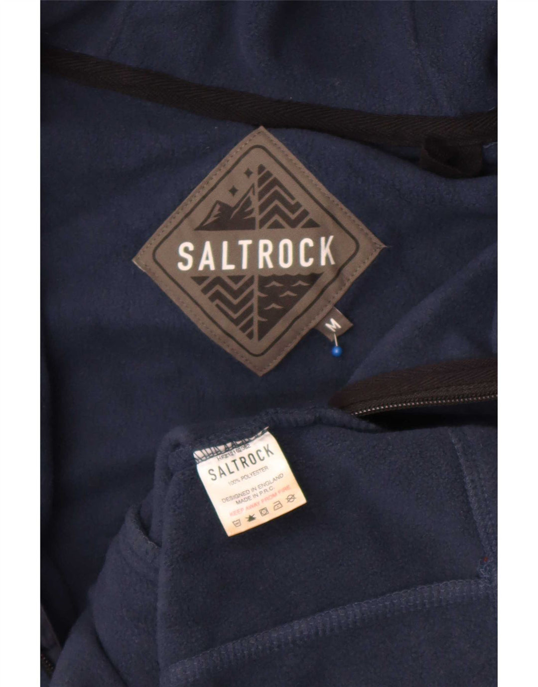 Saltrock Mens Hooded Fleece Jacket UK 38 Medium Navy Blue Polyester
