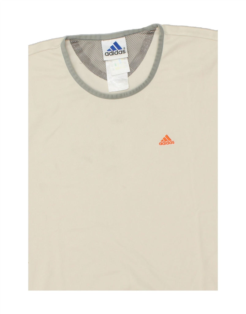 ADIDAS Mens T-Shirt Top XS Off White Polyester Vintage Adidas and Second-Hand Adidas from Messina Hembry 