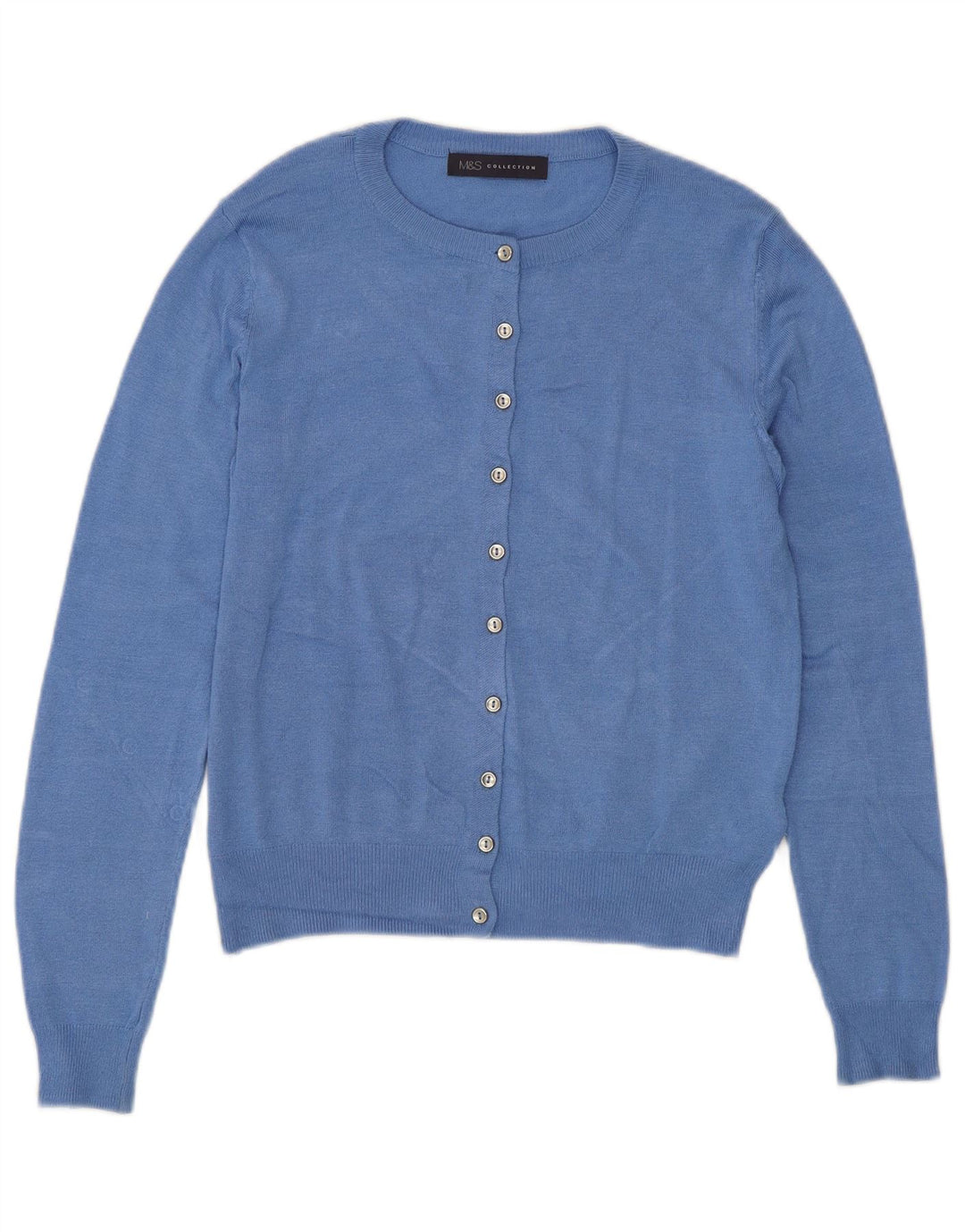 Marks & Spencer Womens Crop Cardigan Sweater UK 8 Small Blue Viscose