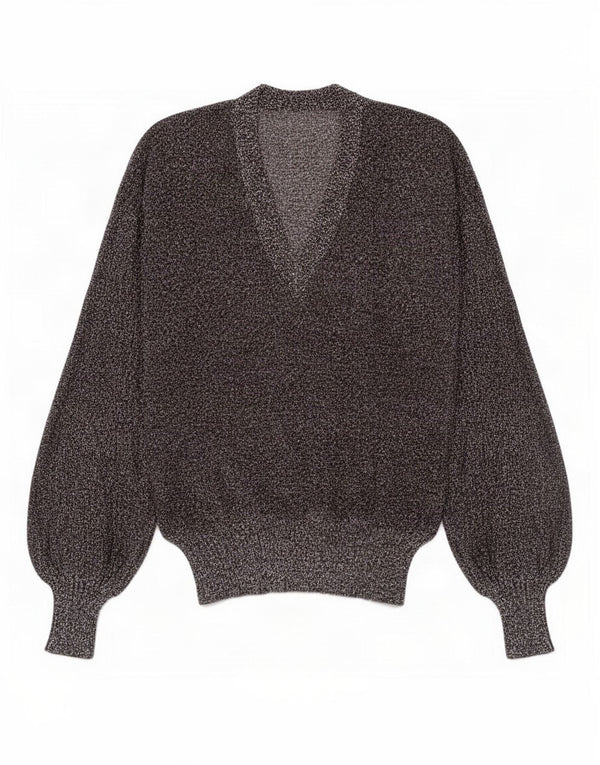 Vintage Womens V-Neck Jumper Sweater IT 44 Medium Grey Flecked Cupro