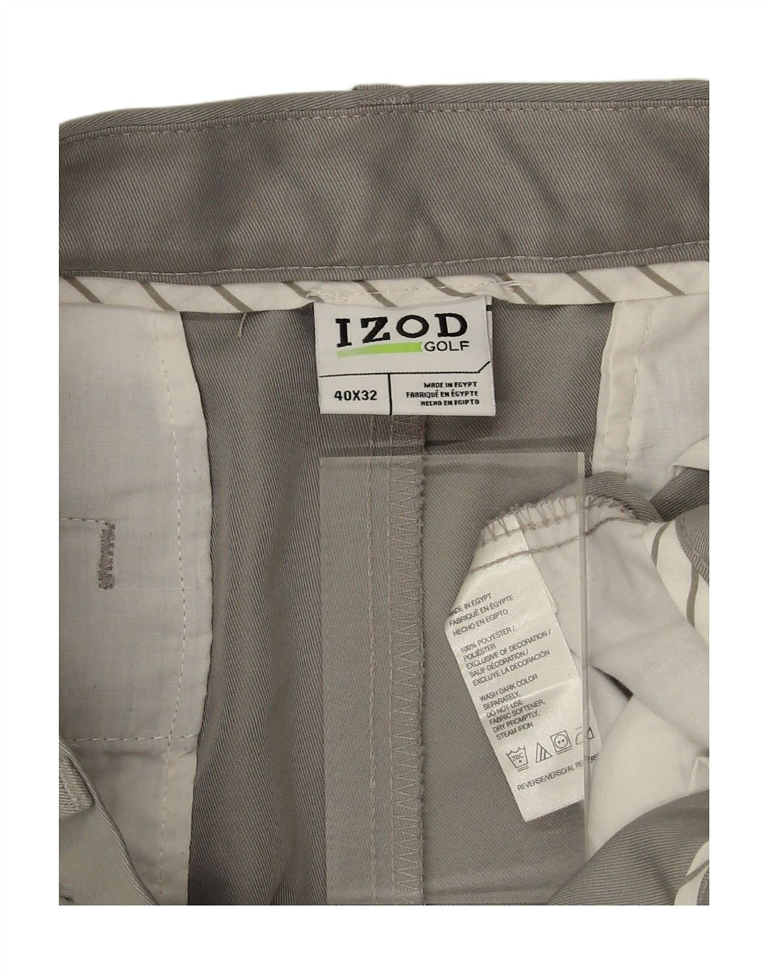 IZOD Mens Golf Straight Suit Trousers W40 L32 Grey Polyester