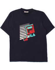 FILA Mens Graphic T-Shirt Top Medium Navy Blue Cotton