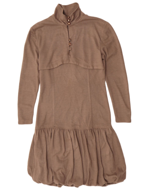Vintage Womens Long Sleeve Bubble Dress IT 44 Medium Brown Acrylic