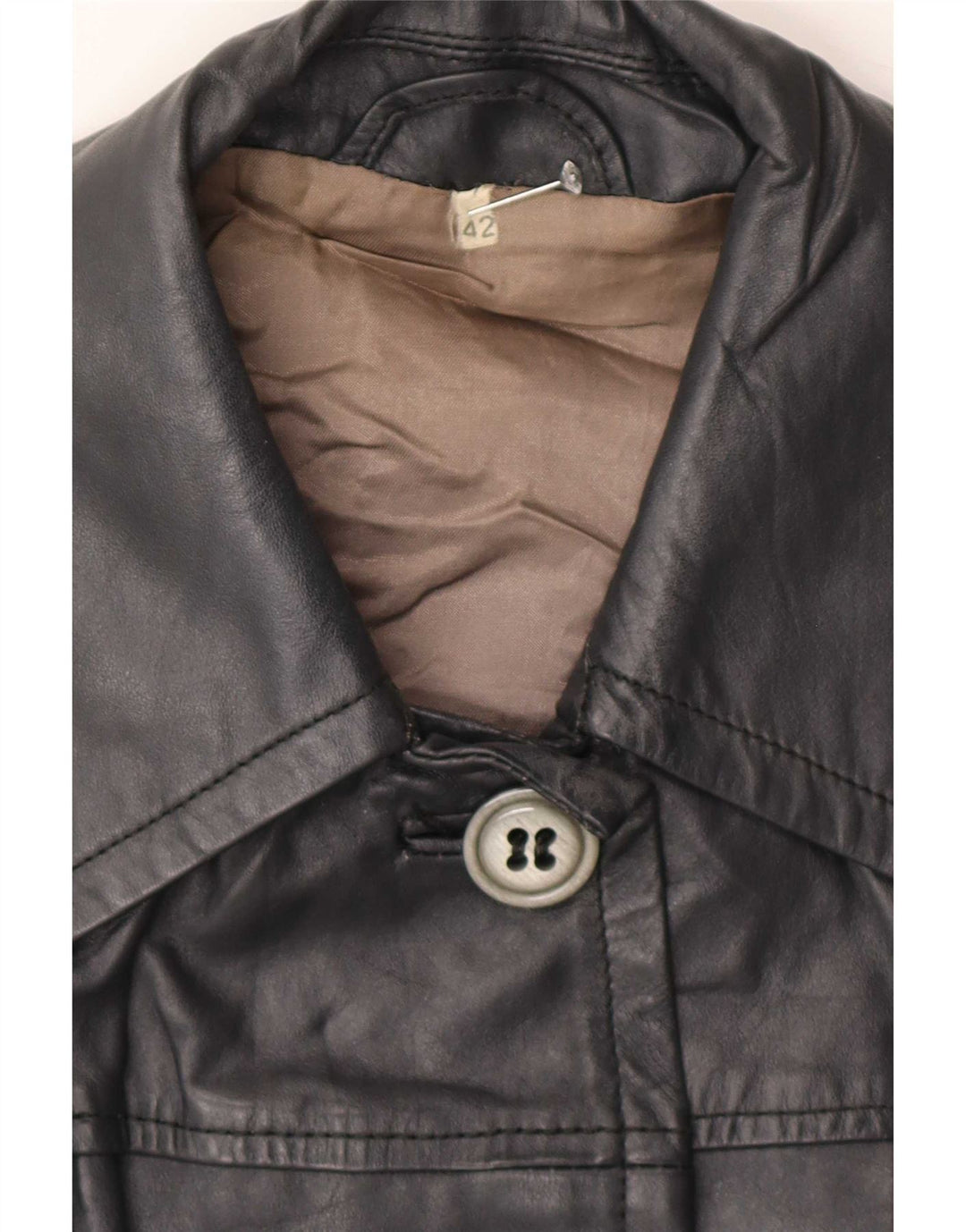 Vintage Womens Leather Coat IT 42 Medium Black