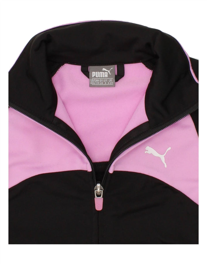 PUMA Girls Graphic Tracksuit Top Jacket 4-5 Years Black Colourblock Vintage Puma and Second-Hand Puma from Messina Hembry 