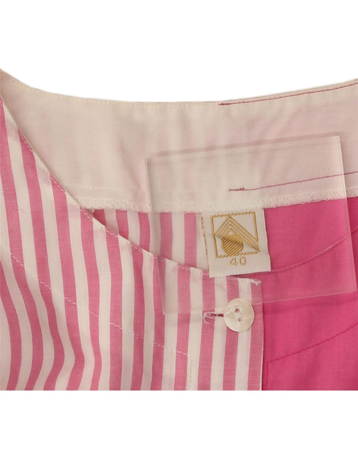 Vintage Womens Short Sleeve Shirt Blouse EU 40 Medium Pink Colourblock