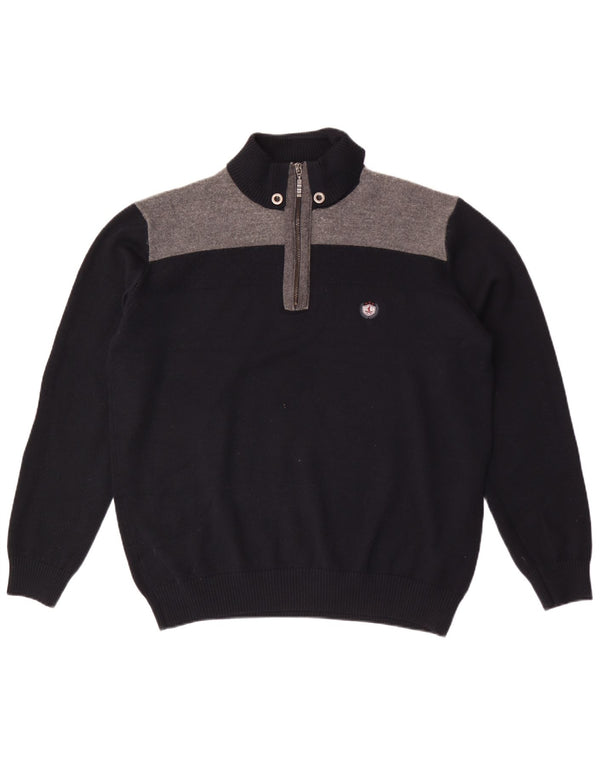 Navigare Mens Zip Neck Jumper Sweater 3XL Navy Blue Colourblock New Wool