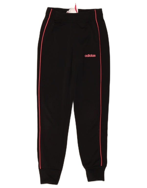 ADIDAS Girls Tracksuit Trousers Joggers 9-10 Years Black Polyester