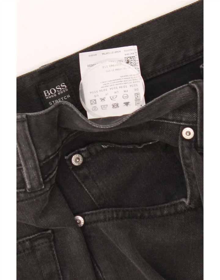 Hugo Boss Mens Straight Jeans W32 L34 Black Cotton