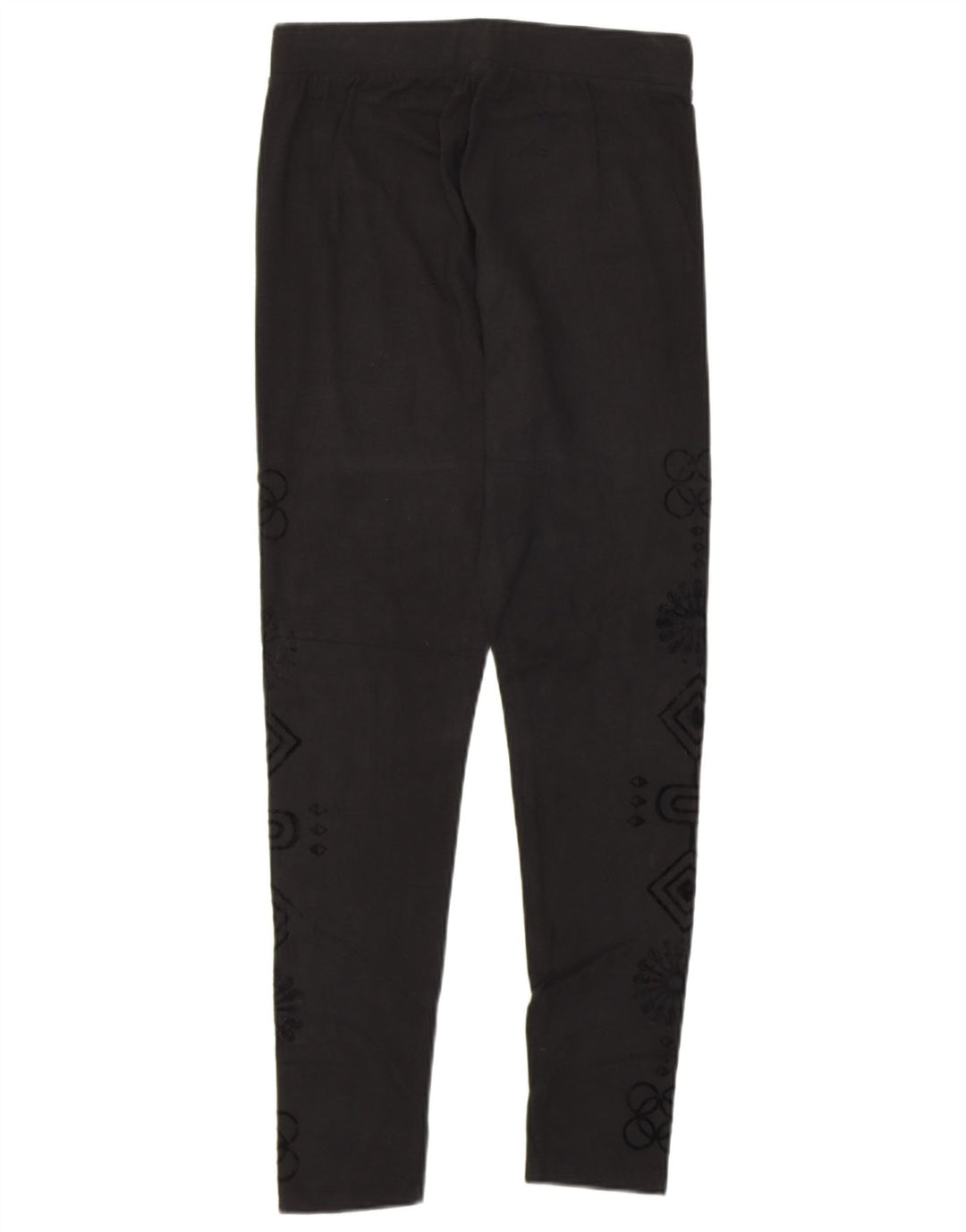 DESIGUAL Womens Graphic Leggings UK 12 Medium  Black Floral