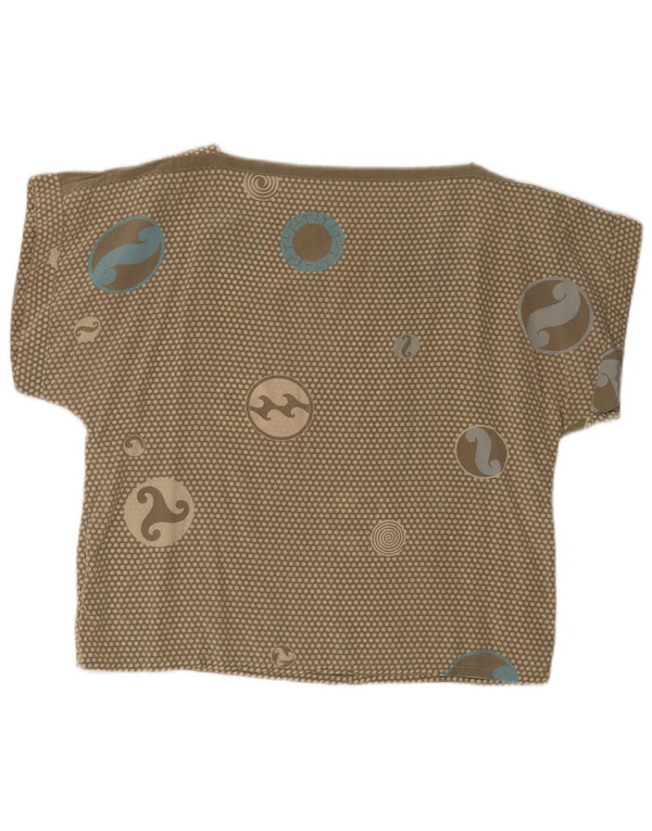 Vintage Womens T-Shirt Top UK 12 Medium Green Spotted
