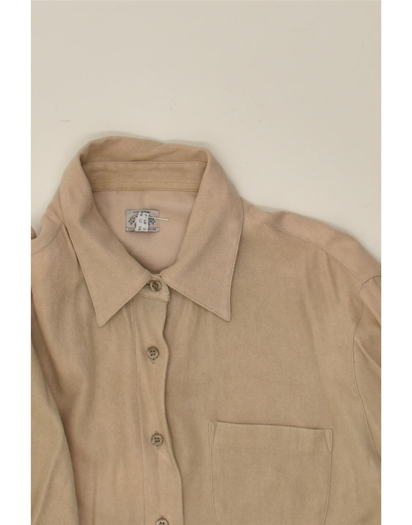 ARMANI JEANS Womens Shirt UK 12 Medium  Beige Viscose | Vintage Armani Jeans | Thrift | Second-Hand Armani Jeans | Used Clothing | Messina Hembry 