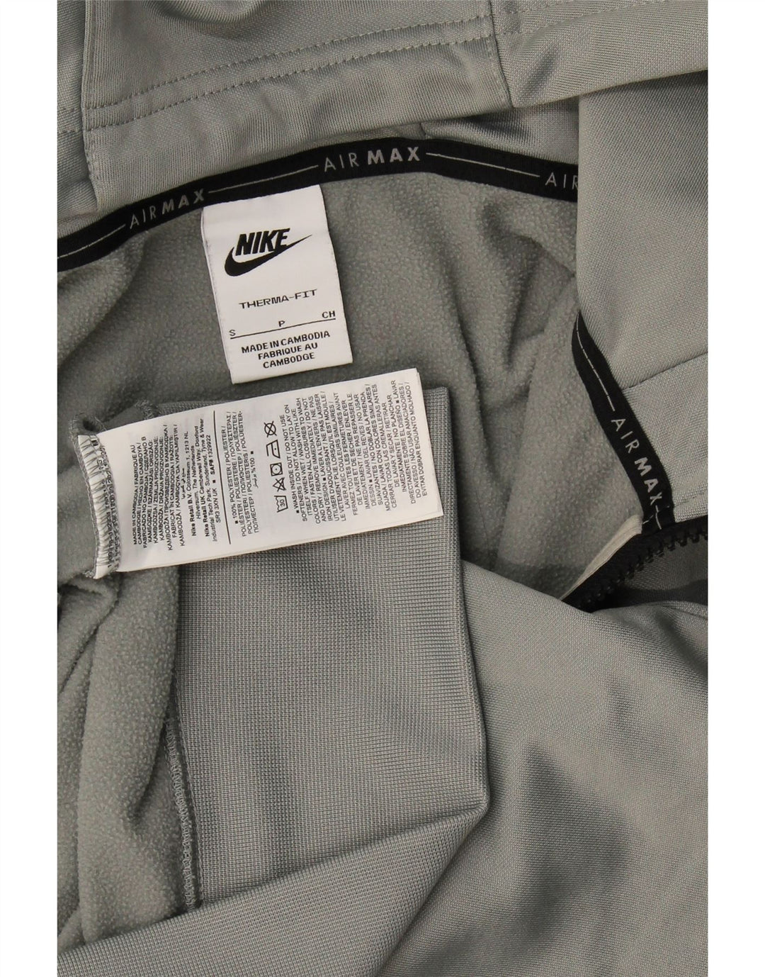 Nike Mens Graphic Zip Hoodie Sweater Small Grey Polyester