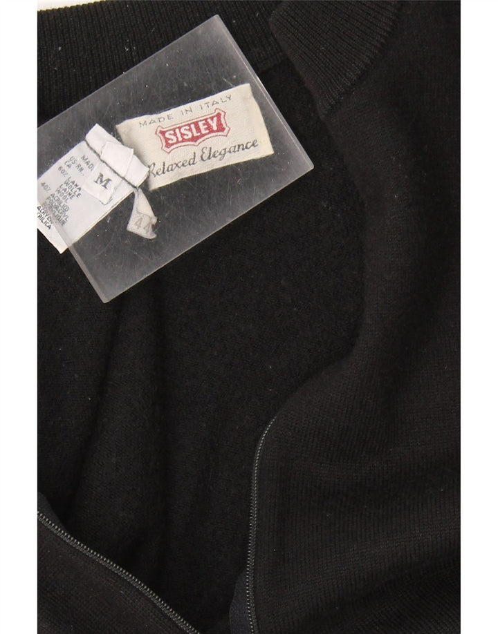 SISLEY Womens Cardigan Sweater UK 12 Medium Black Wool