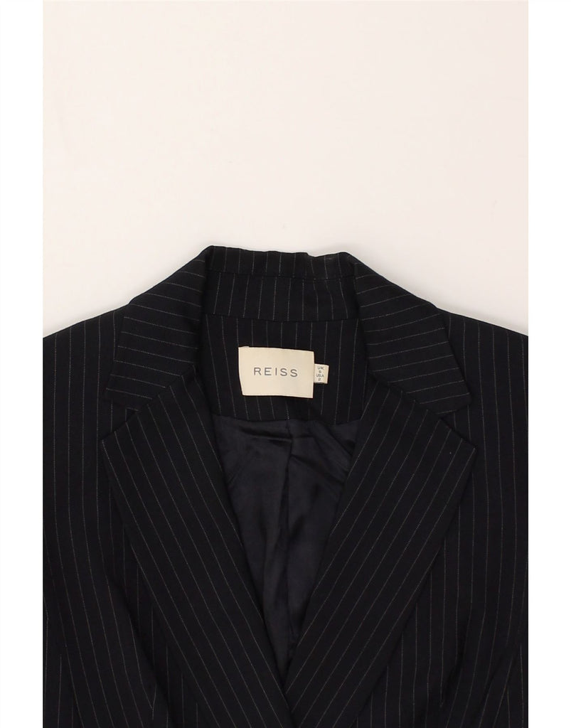 REISS Womens Double Breasted Blazer Jacket UK 6 XS Navy Blue Pinstripe | Vintage Reiss | Thrift | Second-Hand Reiss | Used Clothing | Messina Hembry 