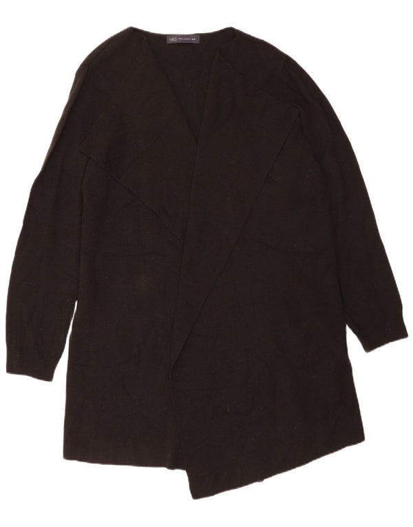 Marks & Spencer Womens Open Cardigan Sweater UK 16 Large Black Acrylic