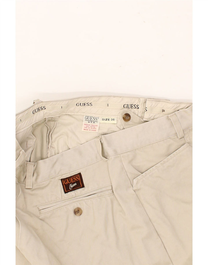 GUESS Mens Straight Casual Trousers W36 L30 Beige Cotton Vintage Guess and Second-Hand Guess from Messina Hembry 