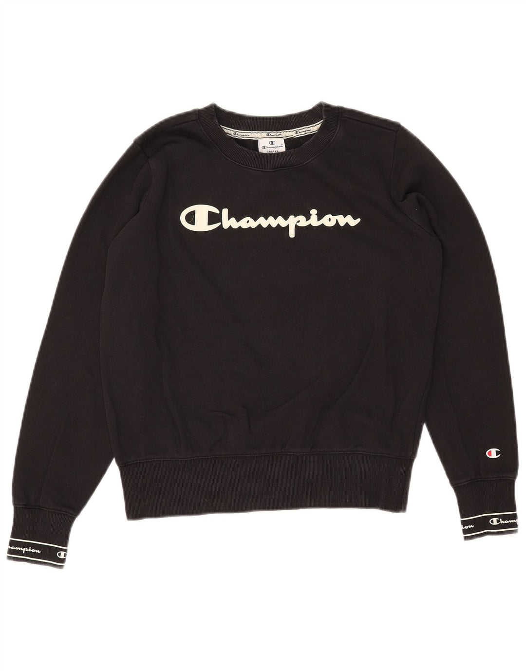 CHAMPION Womens Graphic Sweatshirt Jumper UK 10 Small Black Cotton