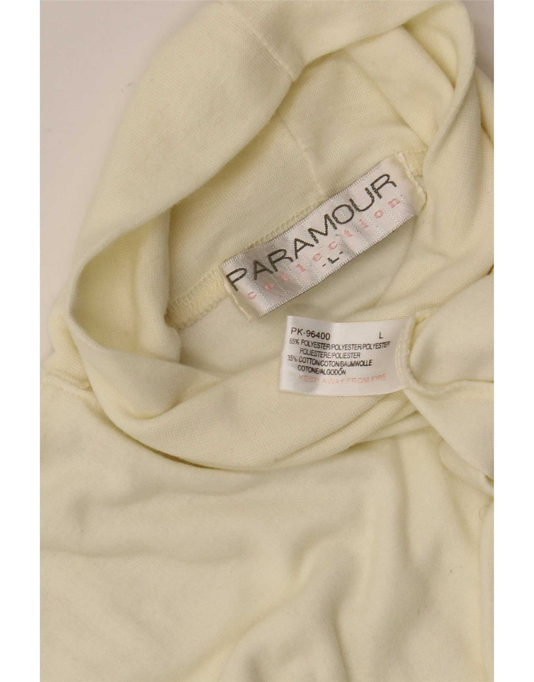 Paramour Mens Roll Neck Top Long Sleeve Large White Polyester