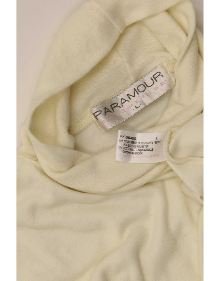 Paramour Mens Roll Neck Top Long Sleeve Large White Polyester