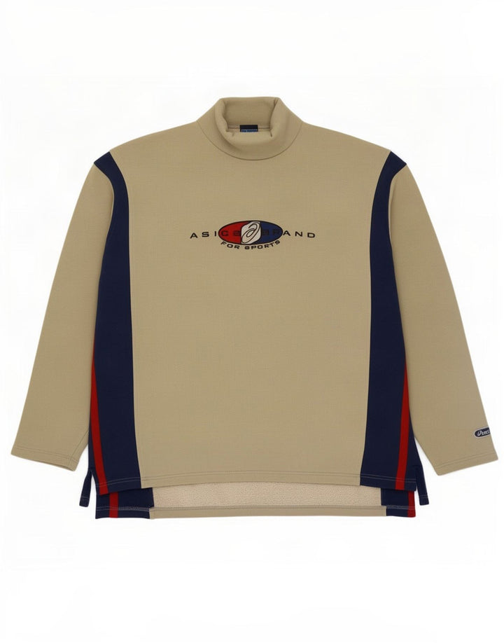 Asics Mens Graphic Sweatshirt Jumper XL Beige Colourblock