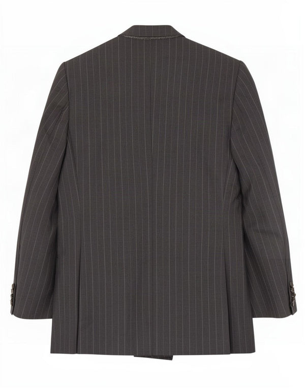 Lord Mens Double Breasted Blazer Jacket UK 38 Medium Grey Striped Wool