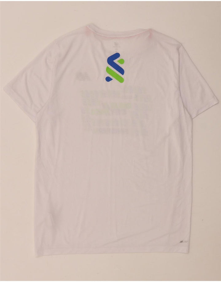 New Balance Mens Graphic T-Shirt Top Medium White Polyester