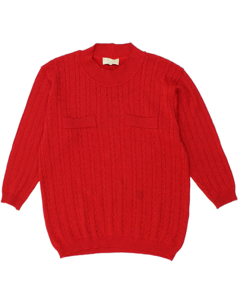 VINTAGE Womens Oversized Turtle Neck Jumper Sweater UK 14 Medium Red Wool | Vintage Vintage | Thrift | Second-Hand Vintage | Used Clothing | Messina Hembry 