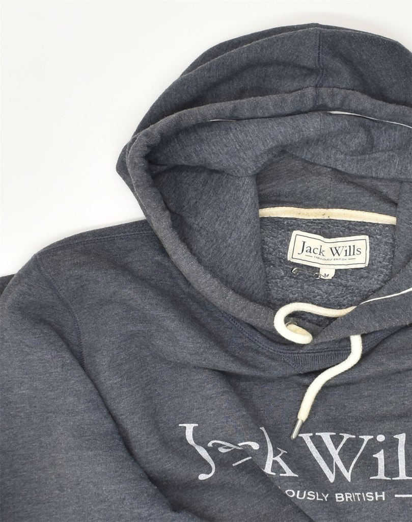 JACK WILLS Mens Graphic Hoodie Jumper Medium Navy Blue Cotton | Vintage Jack Wills | Thrift | Second-Hand Jack Wills | Used Clothing | Messina Hembry 