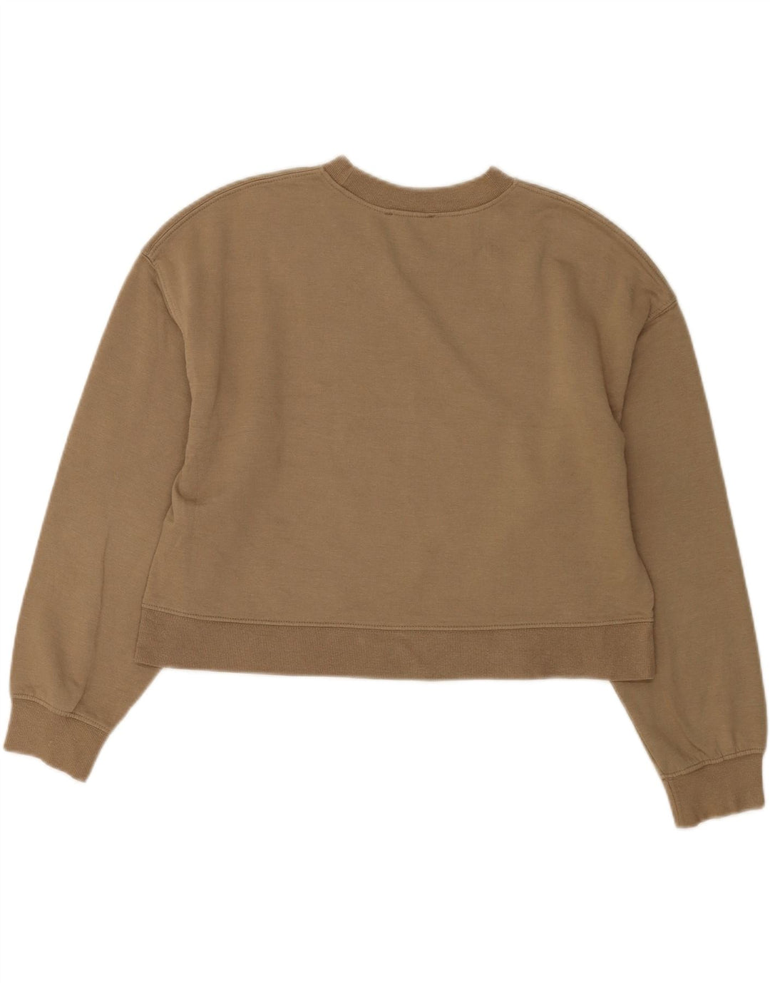 Zara Womens Crop Sweatshirt Jumper UK 14 Medium Beige Cotton
