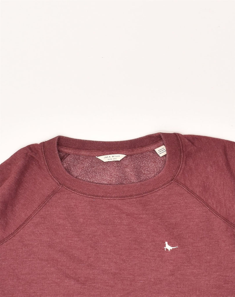 JACK WILLS Womens Sweatshirt Jumper UK 10 Small Maroon Cotton | Vintage Jack Wills | Thrift | Second-Hand Jack Wills | Used Clothing | Messina Hembry 