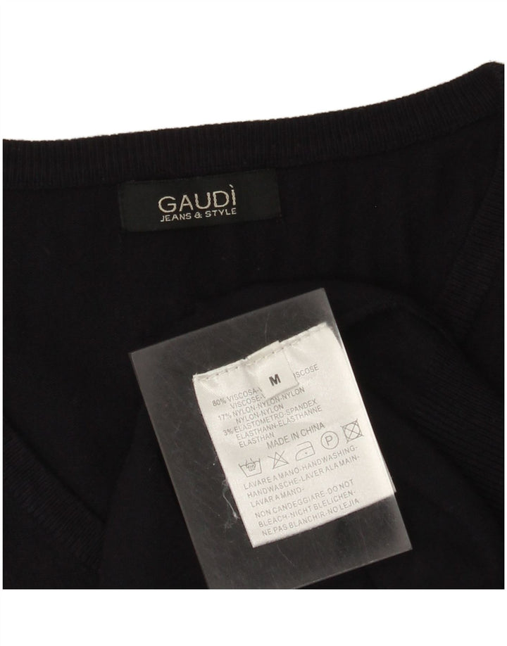 Gaudi Womens V-Neck Jumper Sweater UK 14 Medium Navy Blue Viscose