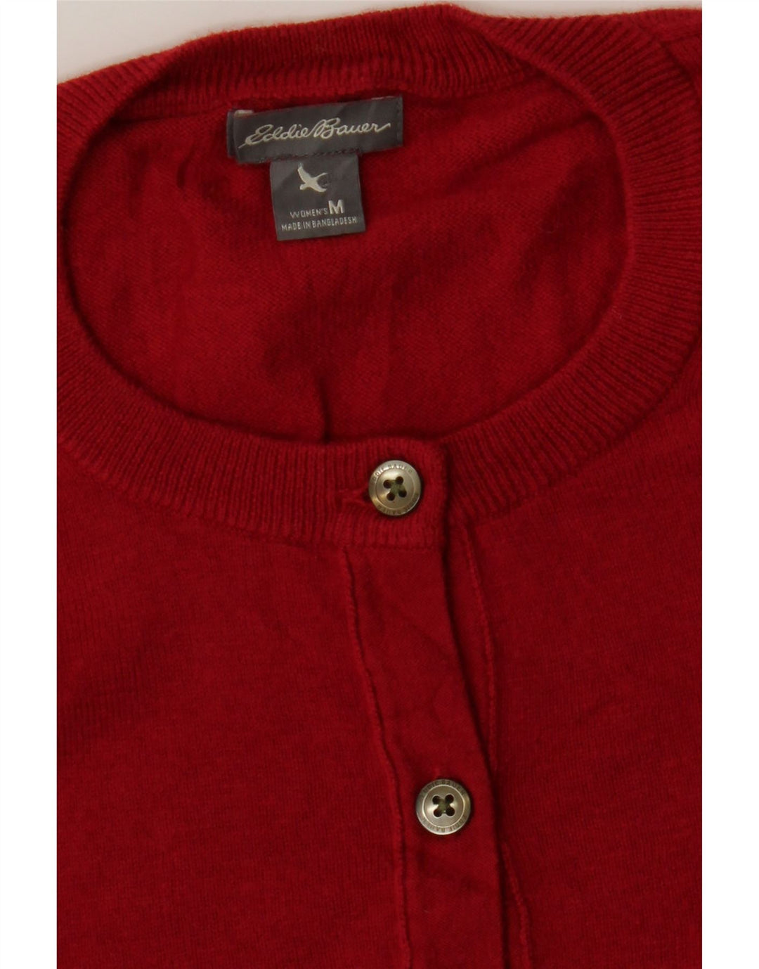 EDDIE BAUER Womens Cardigan Sweater UK 14 Medium Red Cotton Vintage Eddie Bauer and Second-Hand Eddie Bauer from Messina Hembry 