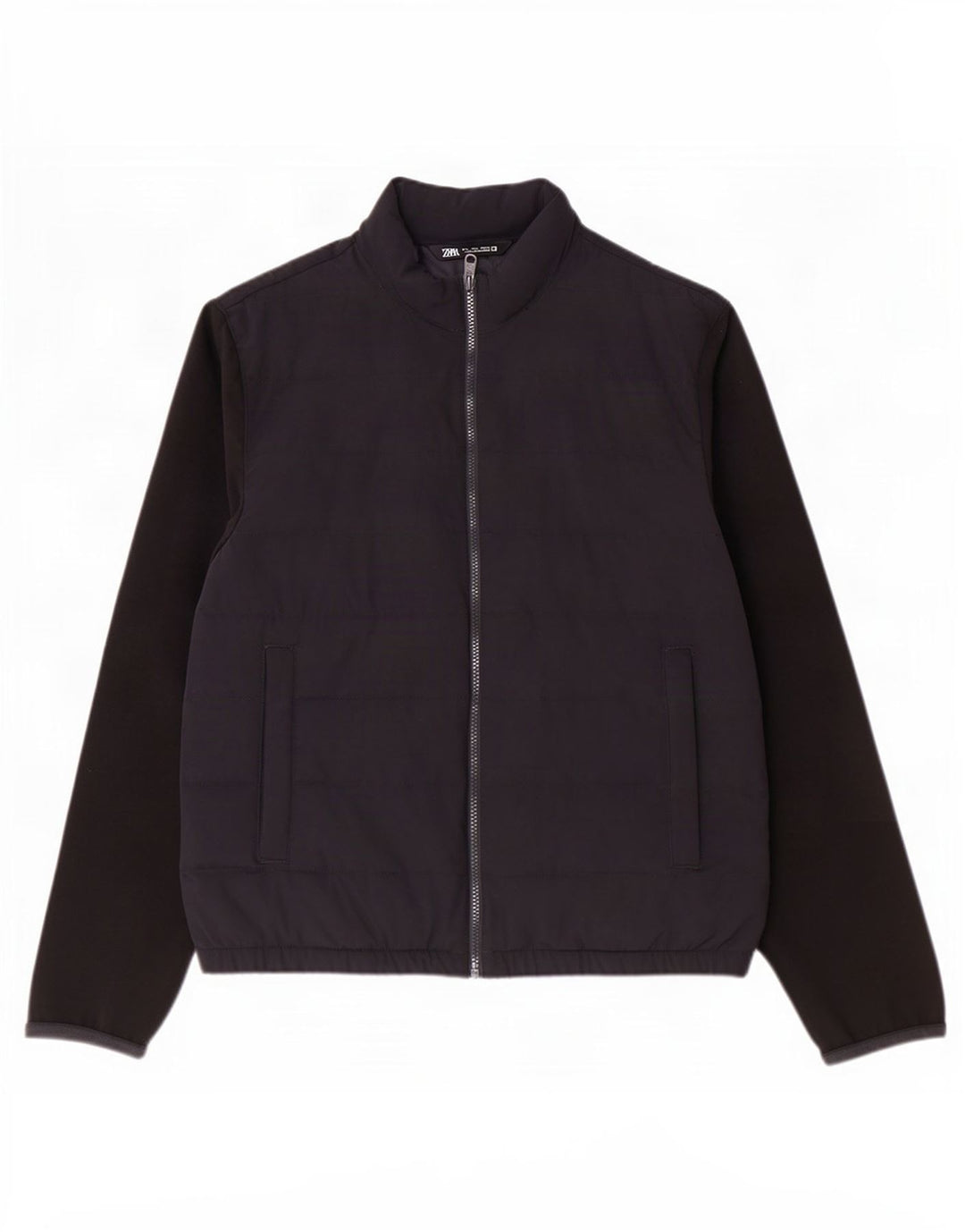 Zara Mens Padded Jacket UK 40 Large Navy Blue Colourblock Polyester