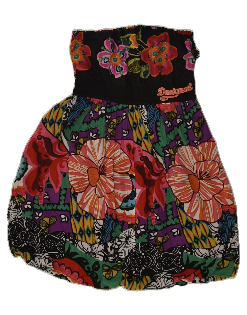 DESIGUAL Womens Graphic Strapless Dress EU 36 Small Multicoloured Floral | Vintage Desigual | Thrift | Second-Hand Desigual | Used Clothing | Messina Hembry 