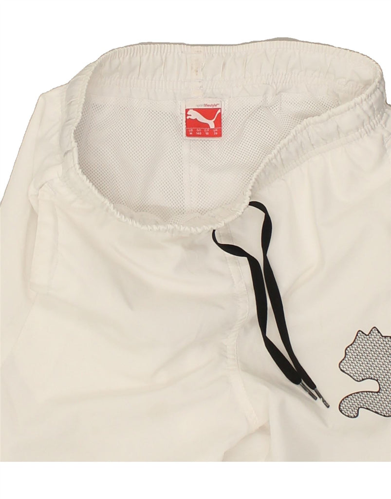 PUMA Boys Graphic Sport Shorts 9-10 Years White | Vintage Puma | Thrift | Second-Hand Puma | Used Clothing | Messina Hembry 